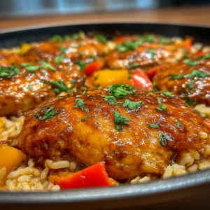 One Pan Honey BBQ Chicken Rice