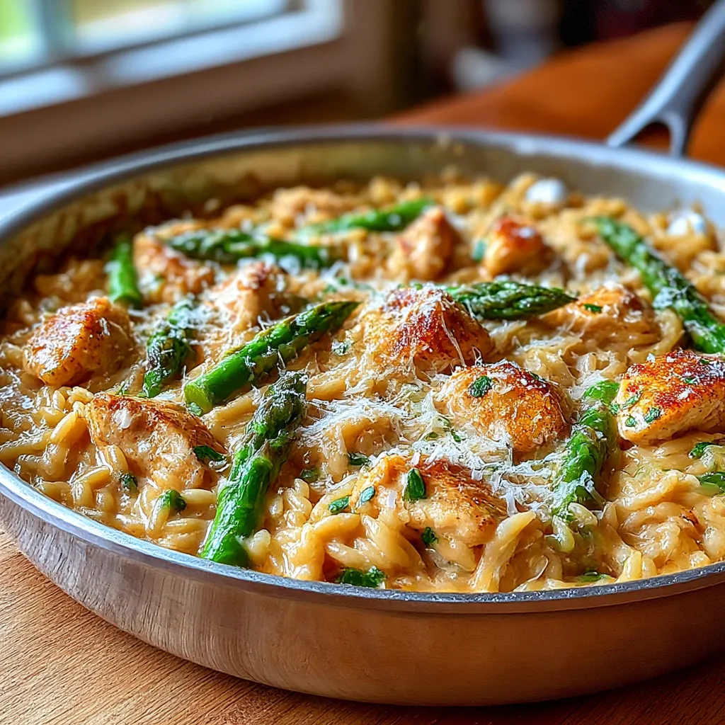 Parmesan Orzo with Chicken and Asparagus