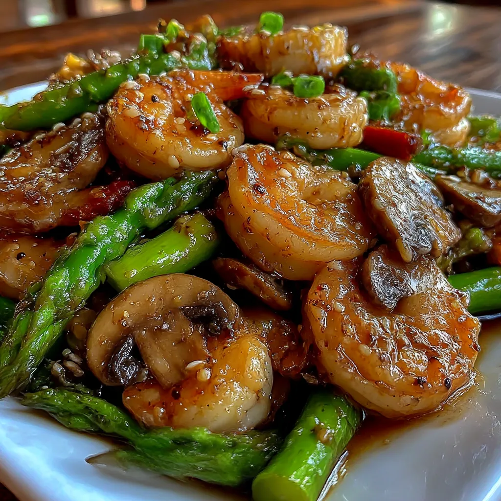 Shrimp and Asparagus Stir-Fry with Mushrooms
