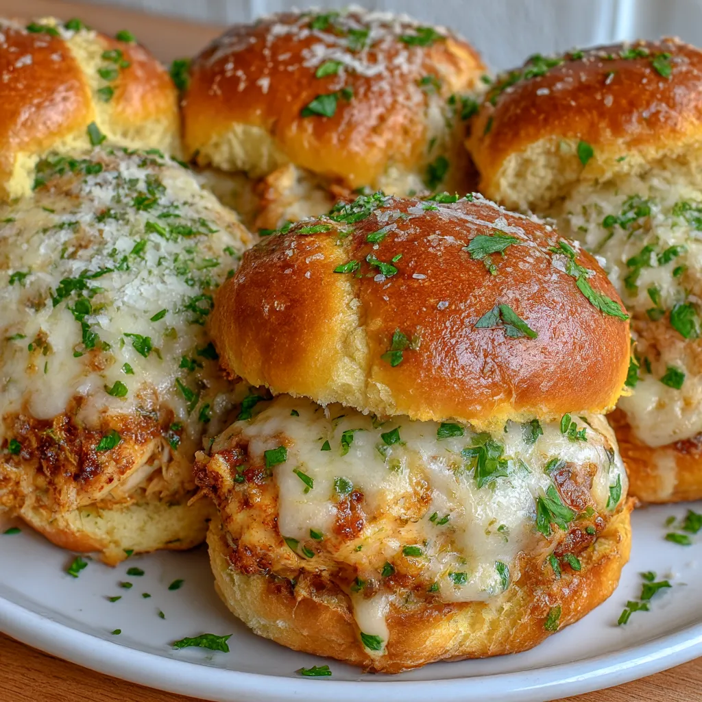 Slow Cooker Parmesan Garlic Chicken Sandwiches