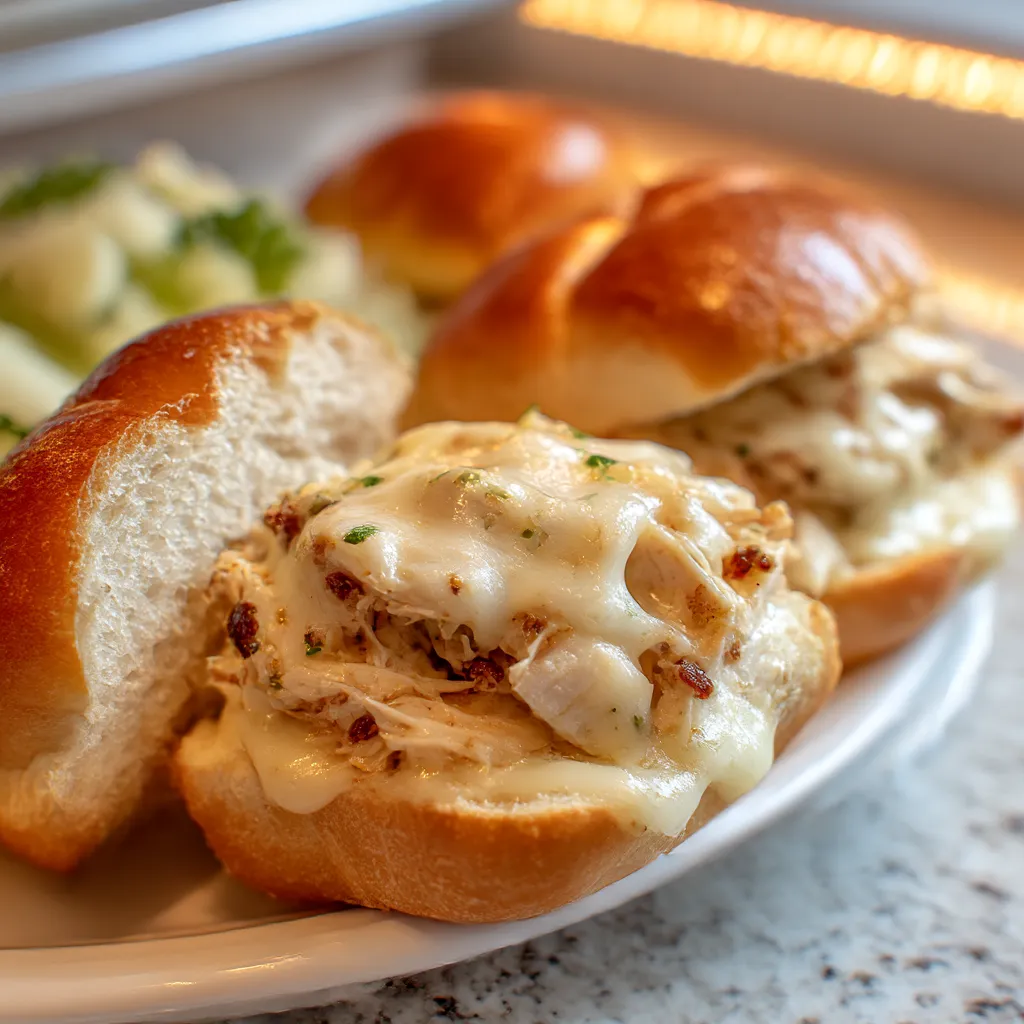 Slow Cooker Parmesan Garlic Chicken Sandwiches
