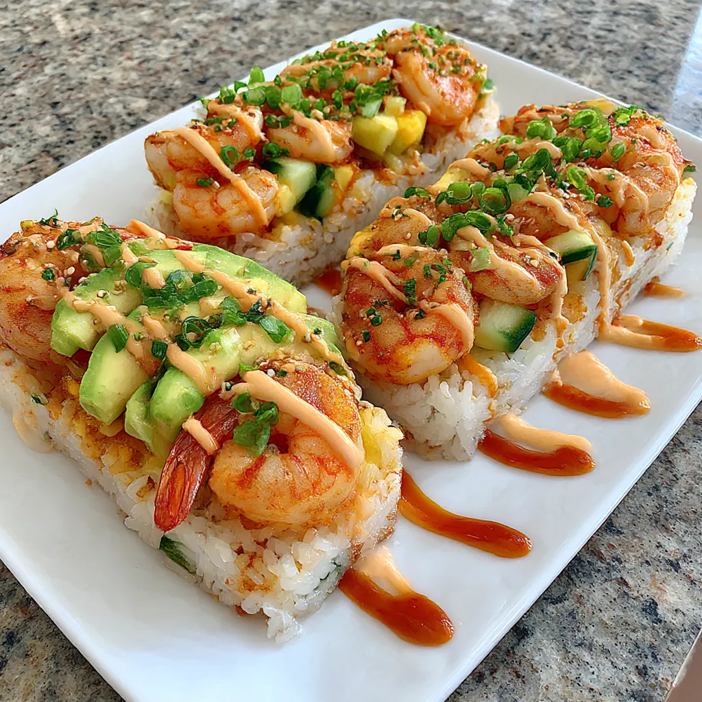 Spicy Shrimp Sushi Stacks
