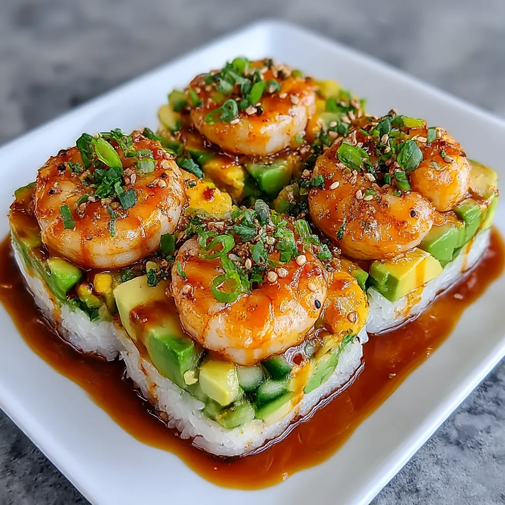 Spicy Shrimp Sushi Stacks