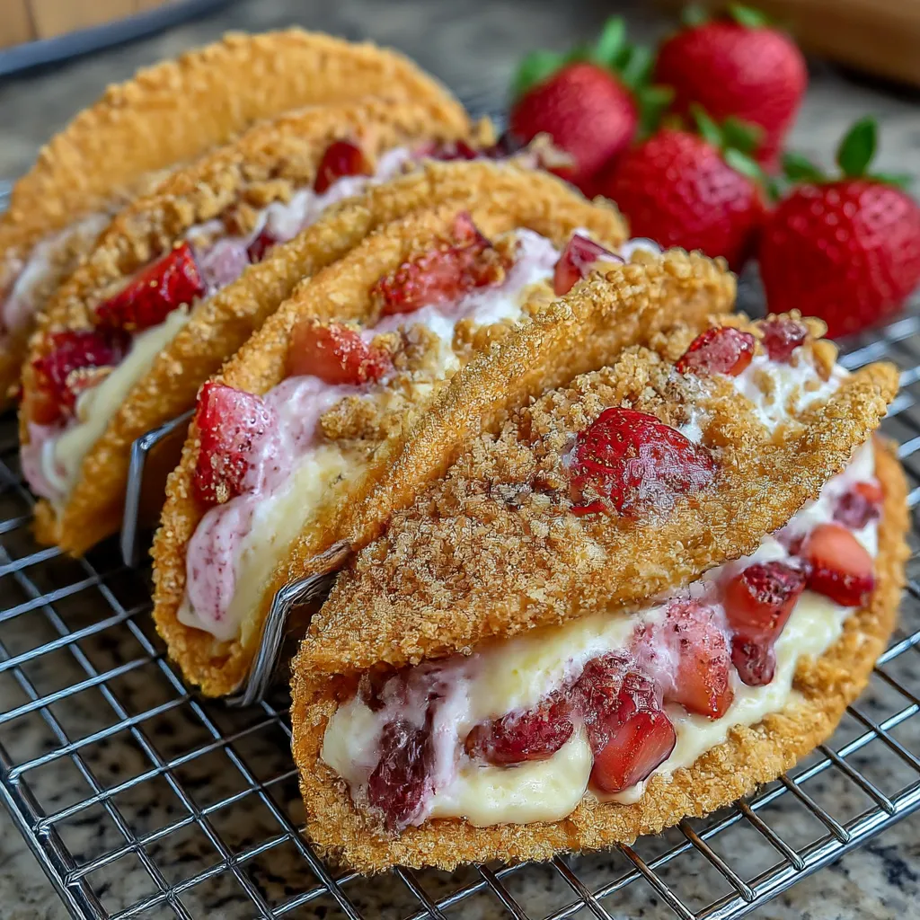 Strawberry Crunch Cheesecake Tacos