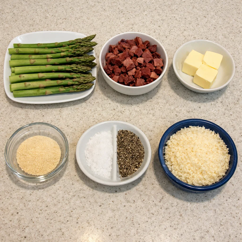 Baked Asparagus with Smoked Beef