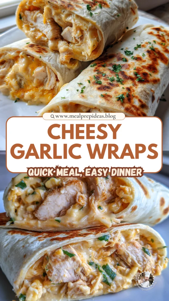 Cozy Cheesy Garlic Chicken Wraps