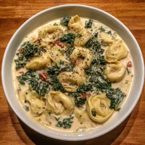 Creamy Vegetarian Tortellini Soup with Kale