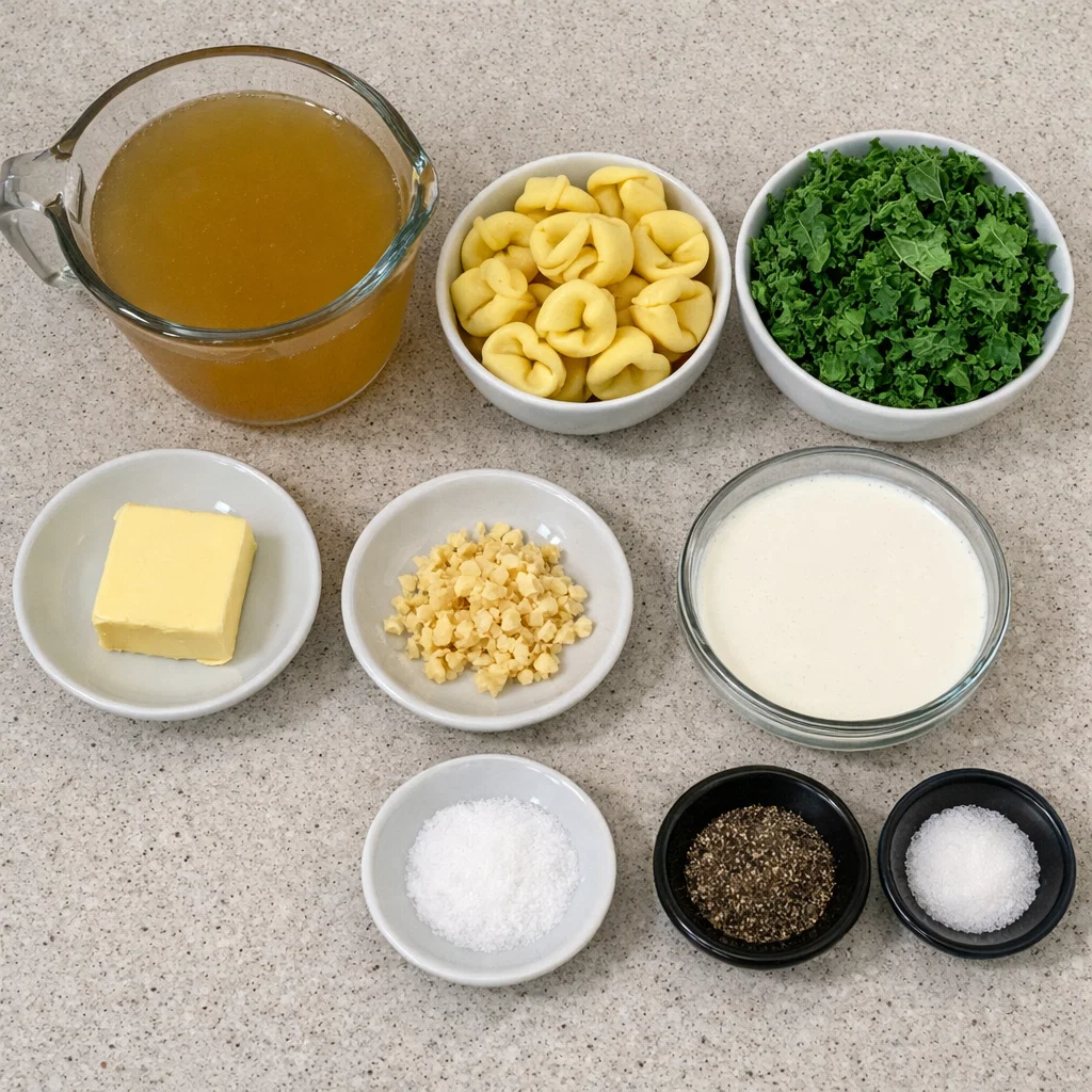 Creamy Vegetarian Tortellini Soup with Kale