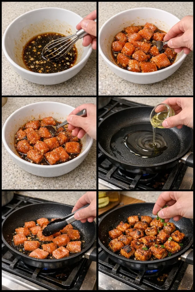 Crispy Honey Garlic Salmon Bites
