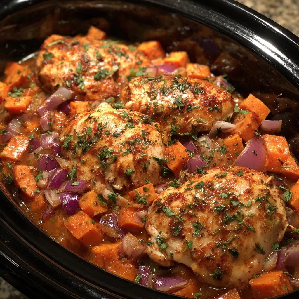 Crockpot Chicken and Sweet Potatoes