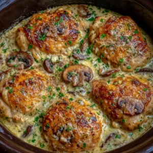 Crockpot Creamy Mushroom Chicken Thighs