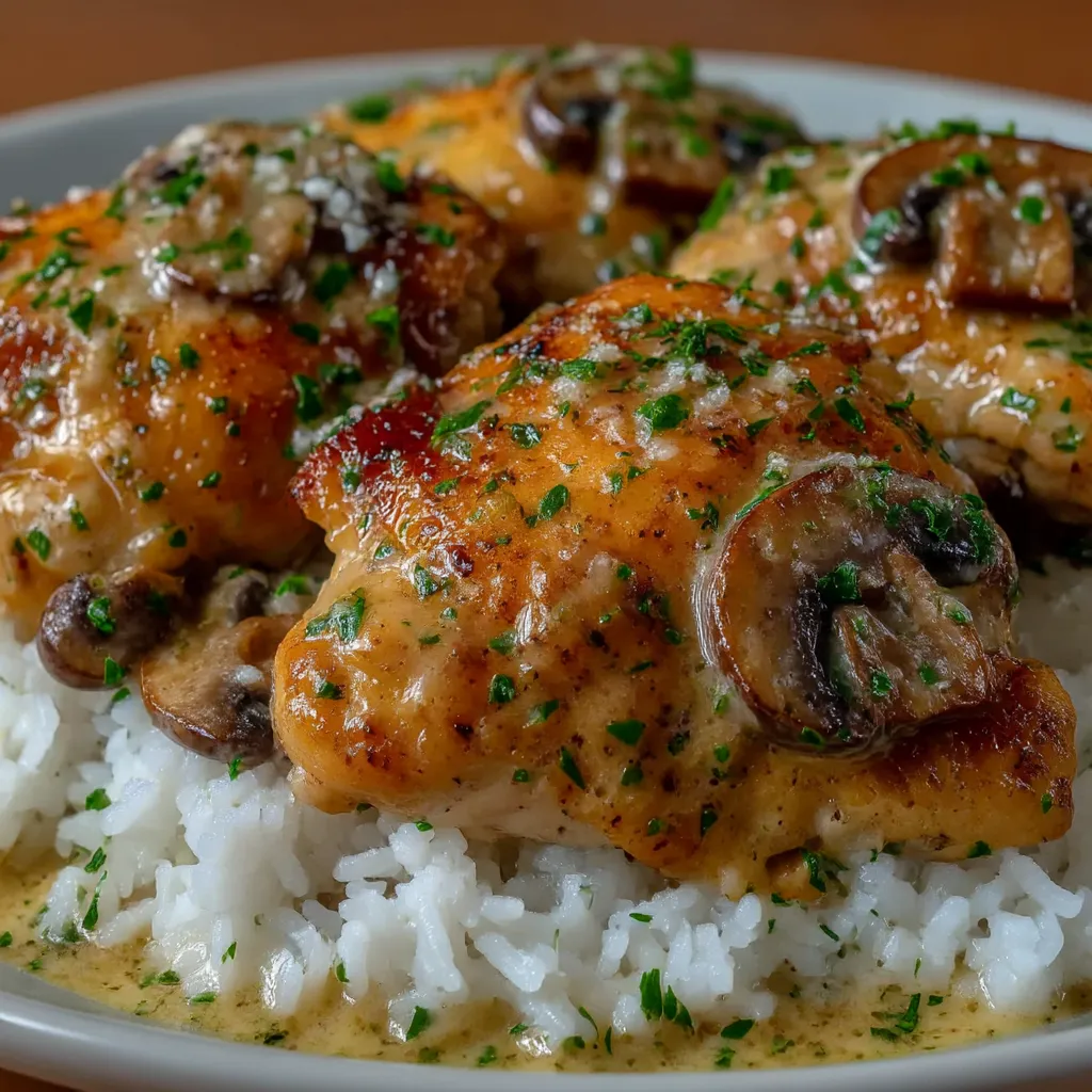 Crockpot Creamy Mushroom Chicken Thighs
