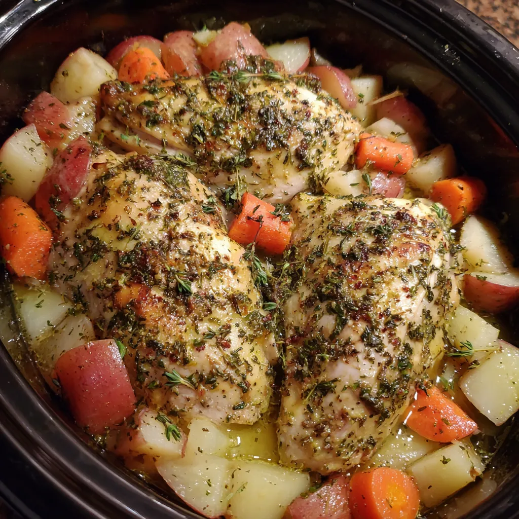 Crockpot Garlic Herb Chicken Dinner