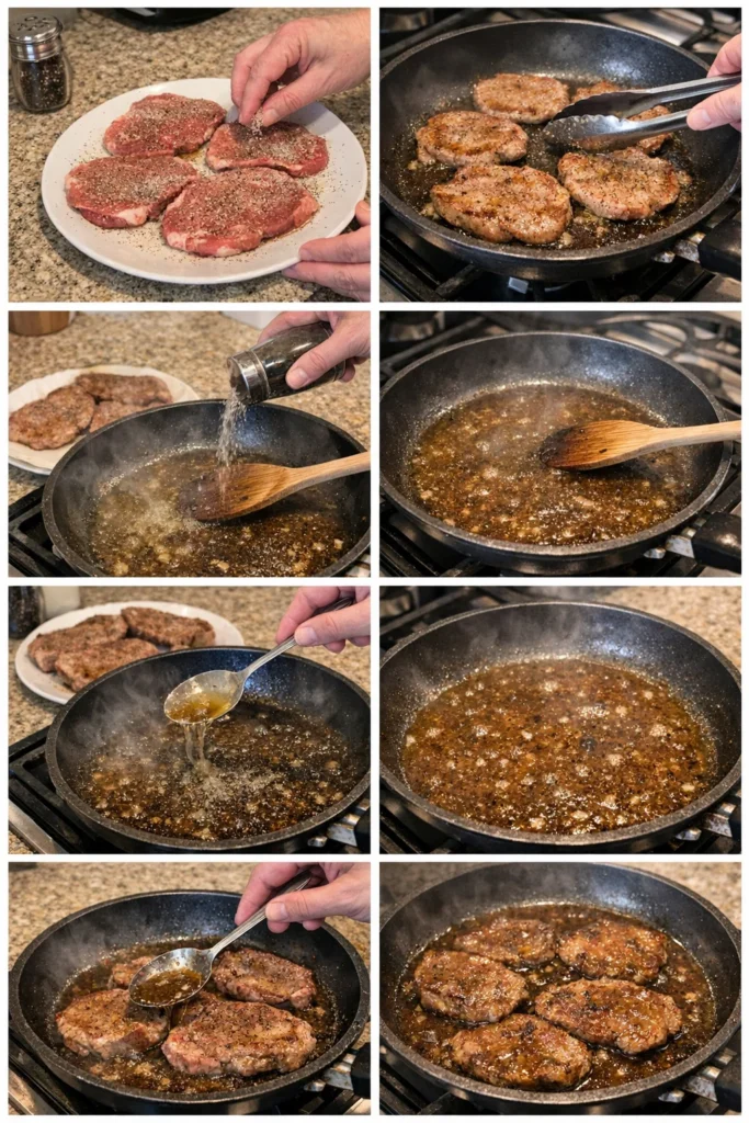 Easy Boneless Thin Beef Chops in Savory Pan Sauce