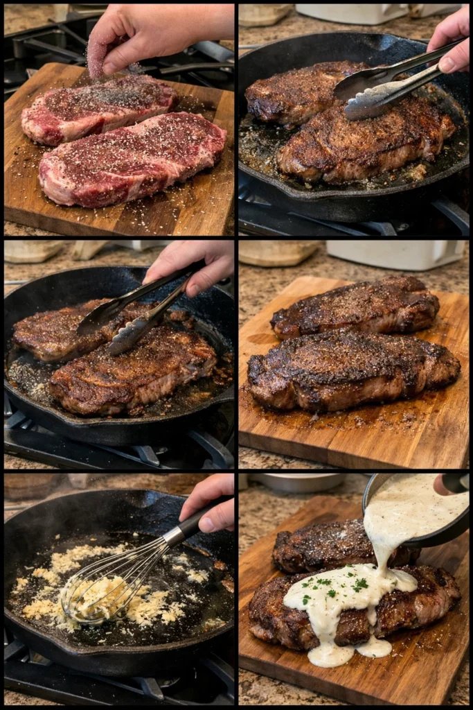 Garlic Butter Steak With Parmesan Cream Sauce