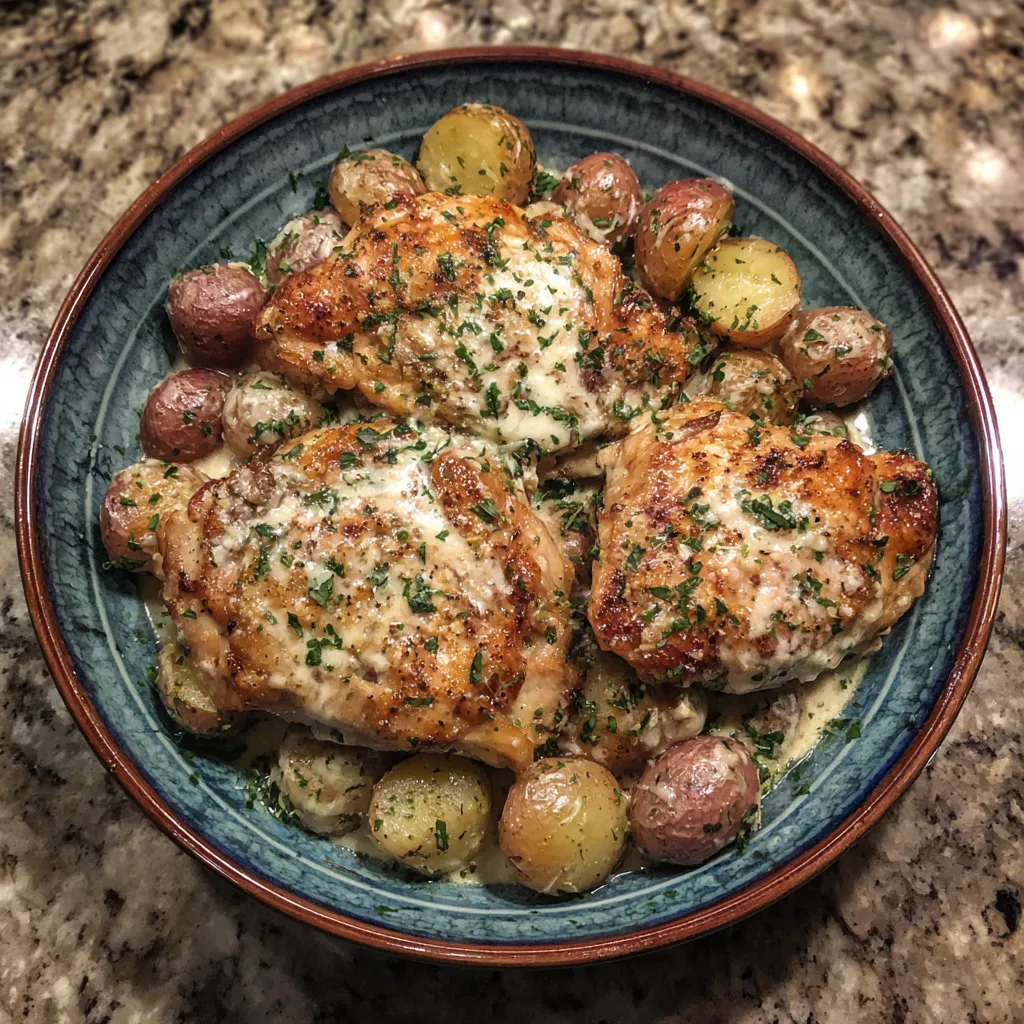 Garlic Parmesan Crockpot Chicken & Potatoes