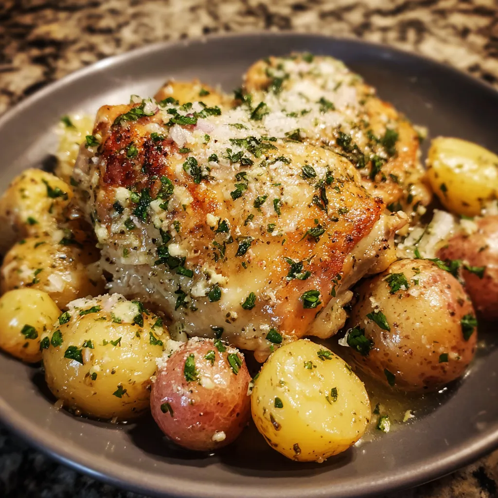 Garlic Parmesan Crockpot Chicken and Potatoes