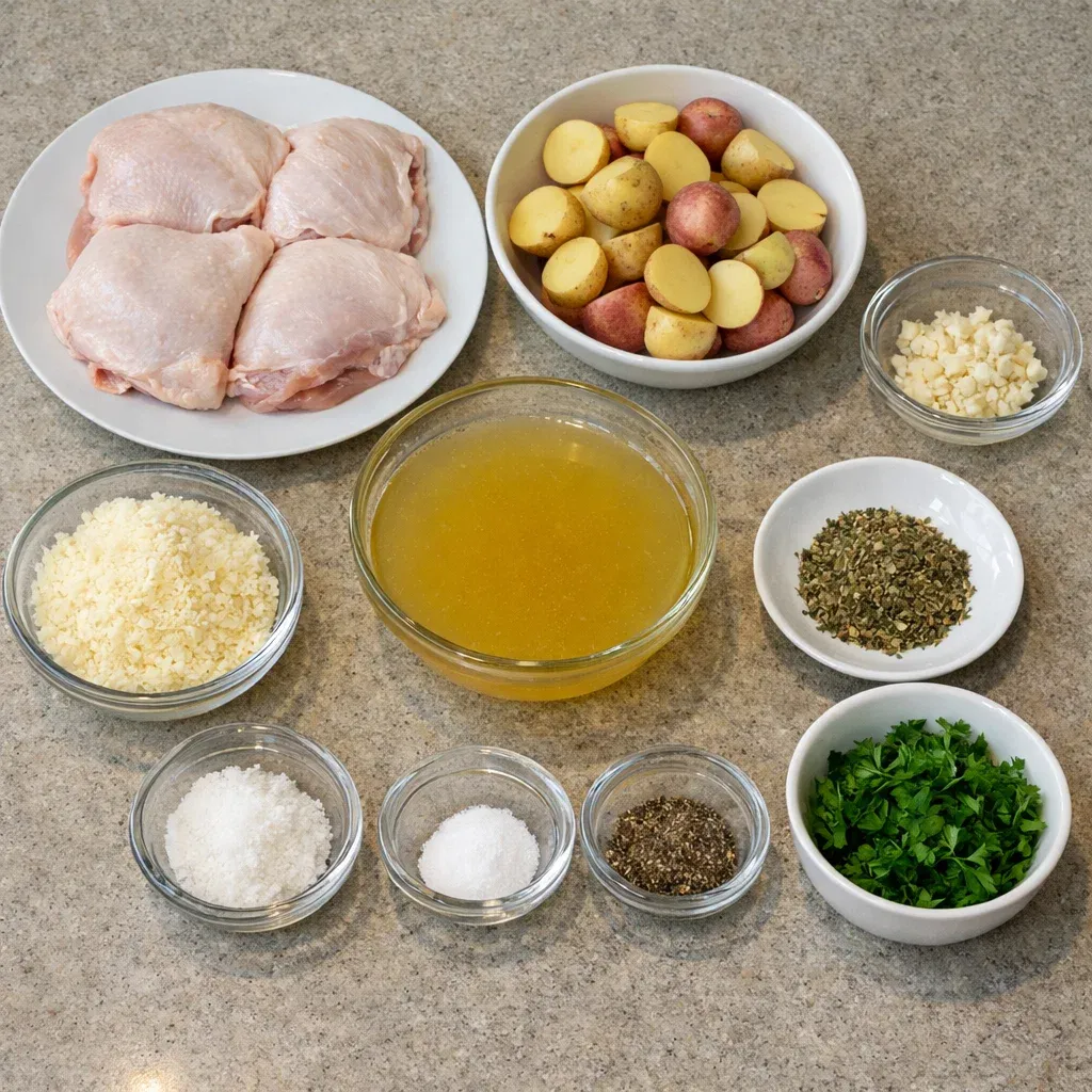 Garlic Parmesan Crockpot Chicken and Potatoes