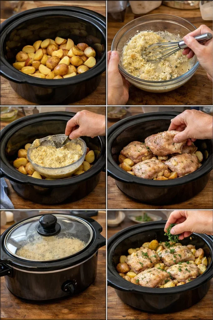 Garlic Parmesan Crockpot Chicken and Potatoes