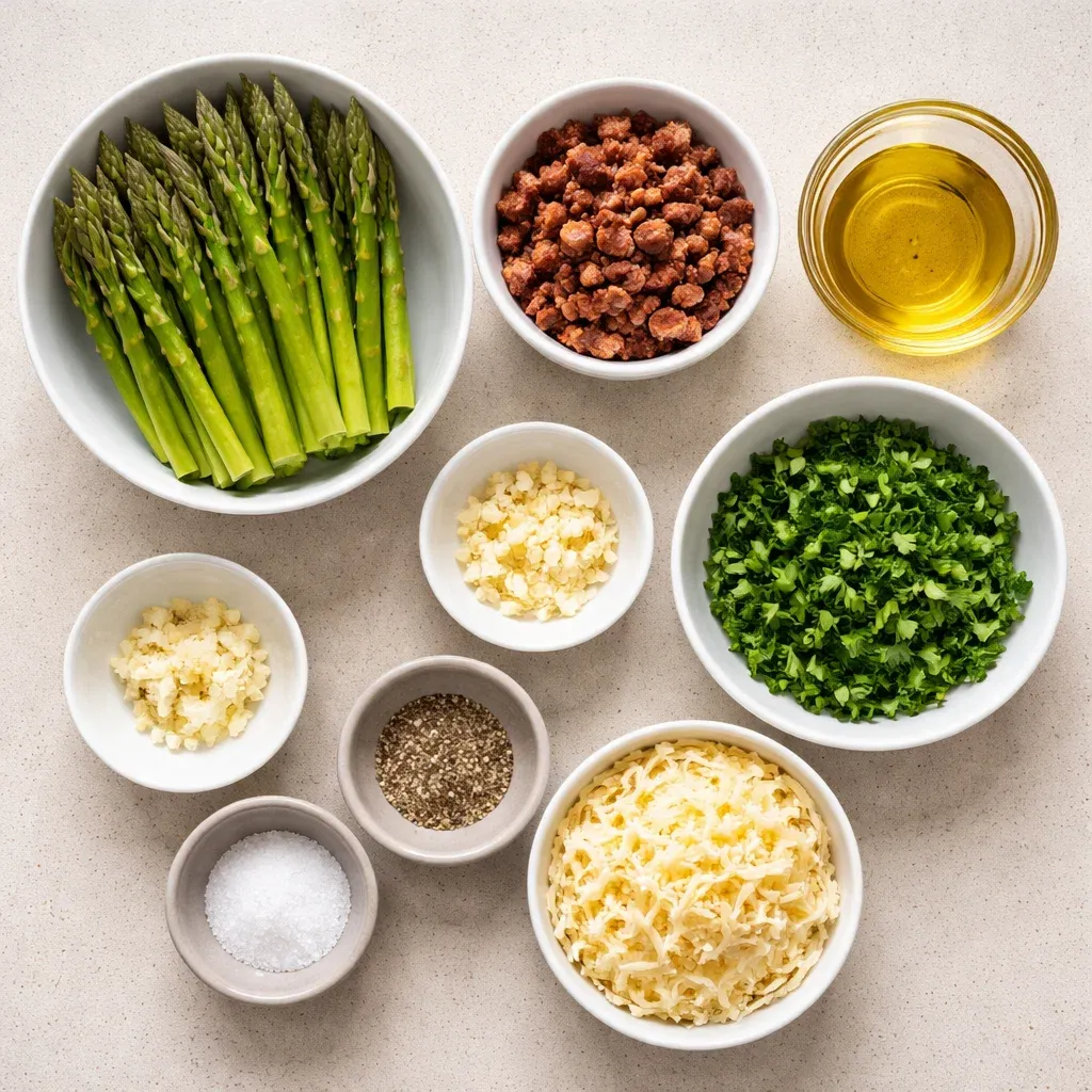 Oven-Roasted Asparagus with Asiago and Smoked Beef