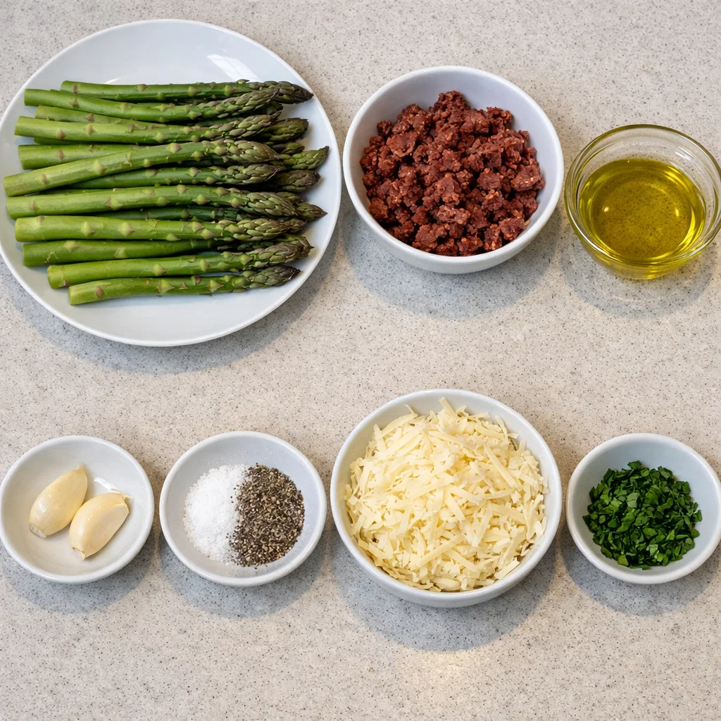 Oven-Roasted Asparagus with Asiago and Smoked Beef