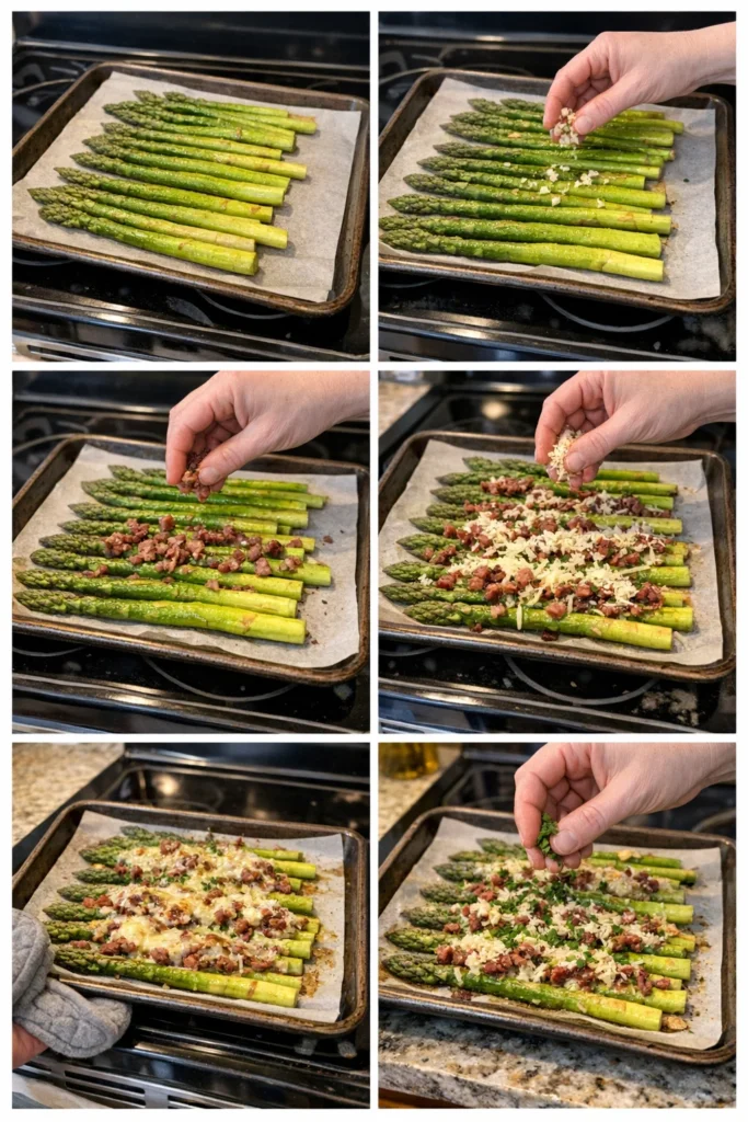 Oven-Roasted Asparagus with Asiago and Smoked Beef