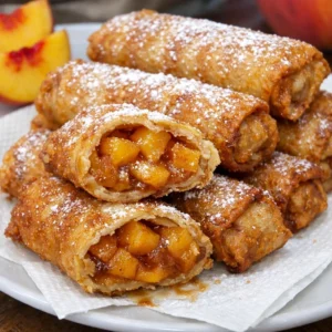 Peach Cobbler Egg Rolls