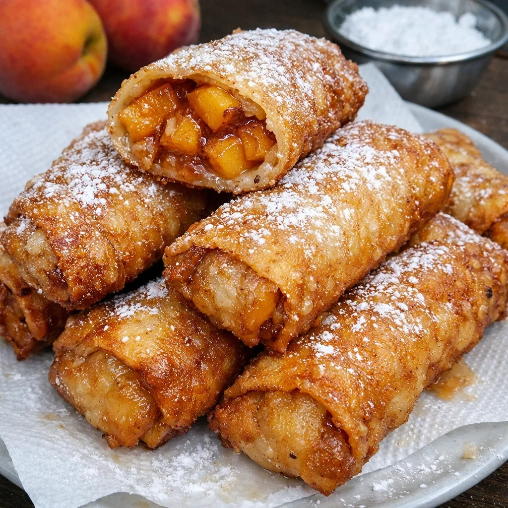 Peach Cobbler Egg Rolls
