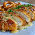 Pretzel Chicken with Mustard Cheddar Sauce