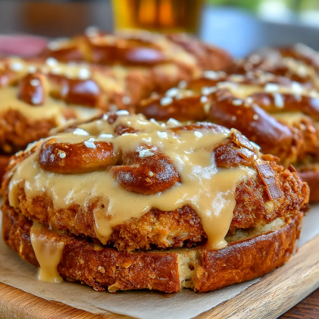 Pretzel Chicken with Mustard Cheddar Sauce