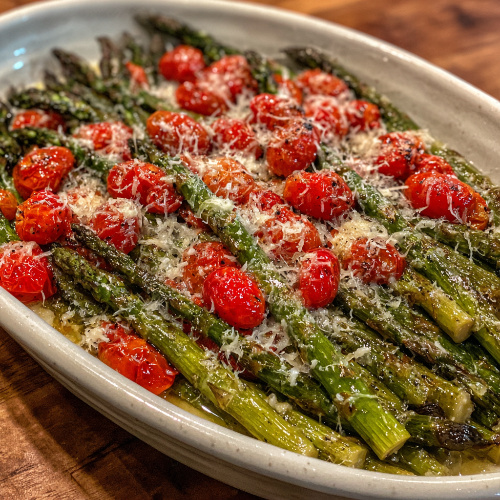 Roasted Asparagus with Parmesan and Tomatoes