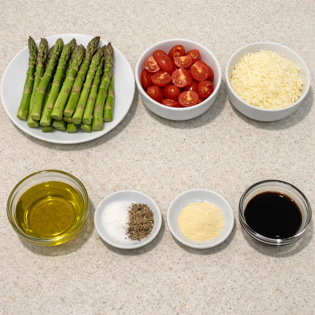 Roasted Asparagus with Parmesan and Tomatoes