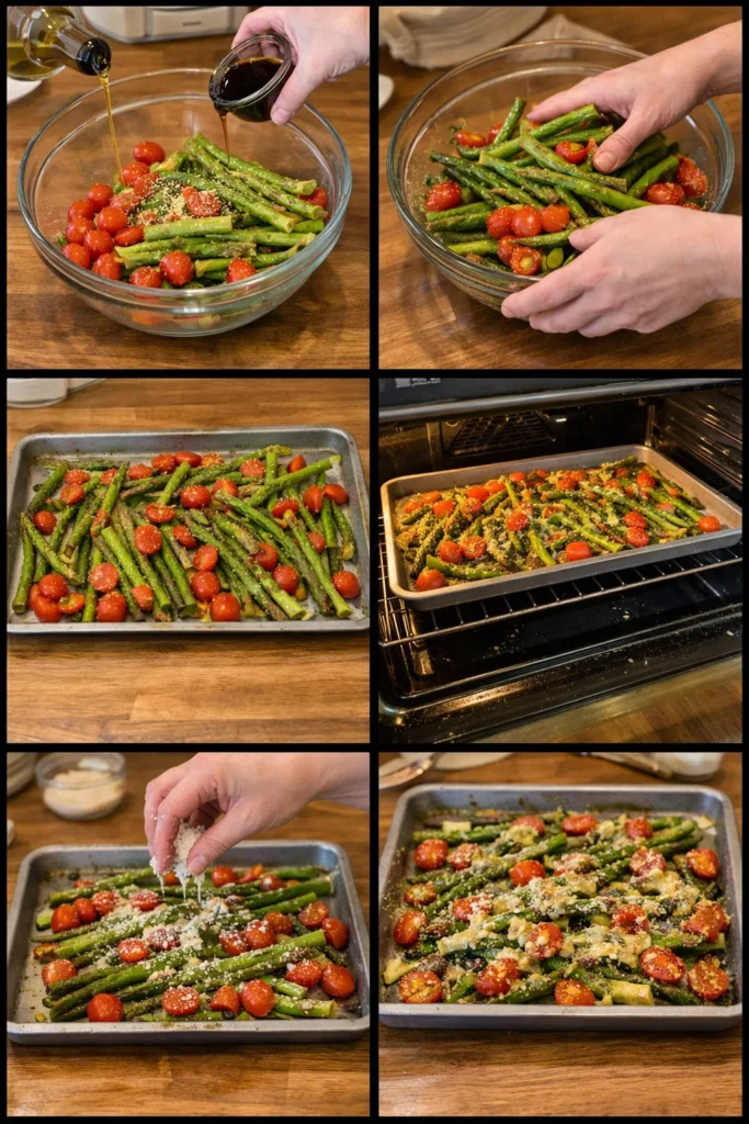 Roasted Asparagus with Parmesan and Tomatoes