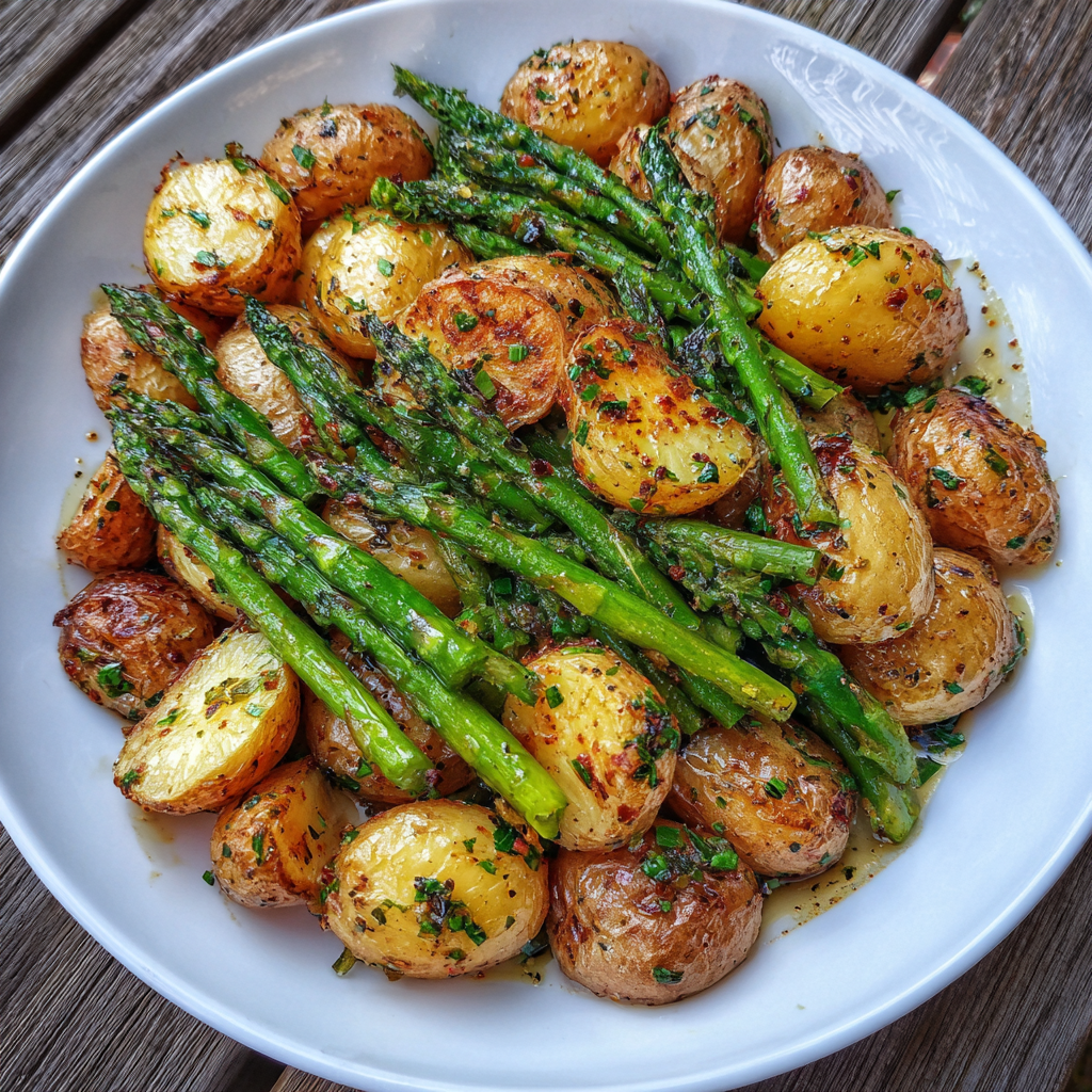 Roasted Garlic Potatoes Asparagus