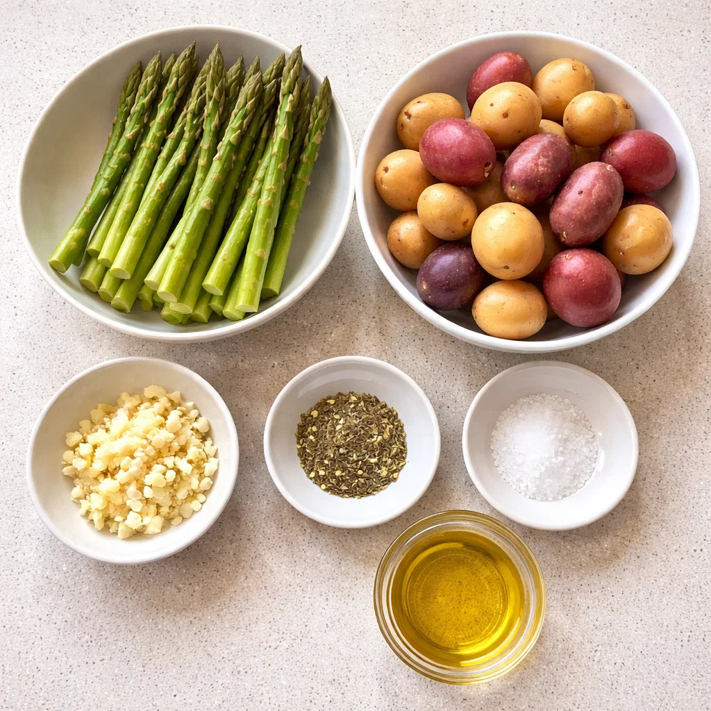 Roasted Garlic Potatoes Asparagus