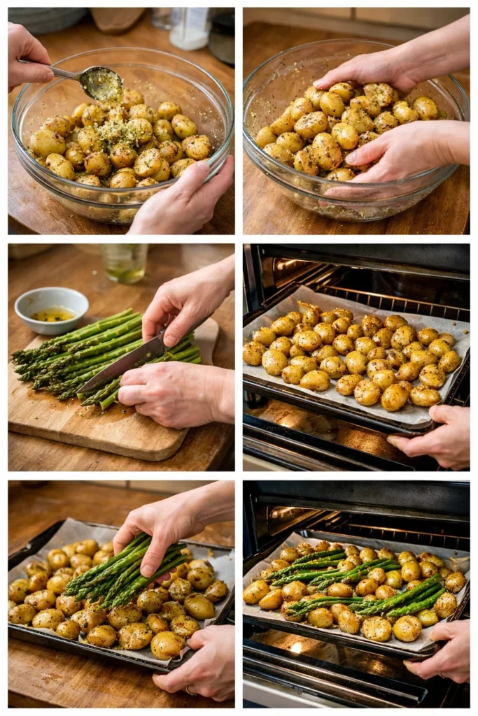 Roasted Garlic Potatoes Asparagus