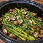 Slow Cooker Garlic Asparagus and Mushrooms