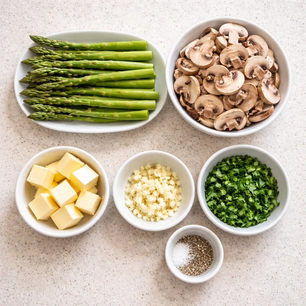 Slow Cooker Garlic Asparagus and Mushrooms