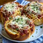 Spaghetti Garlic Bread Bowls