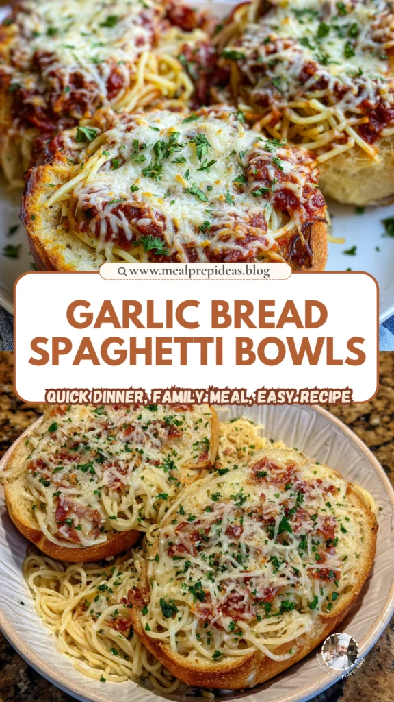 Spaghetti Garlic Bread Bowls