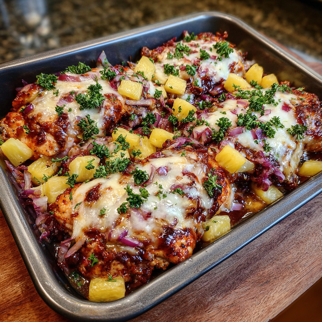 BBQ Chicken Bake with Smoked Beef and Pineapple