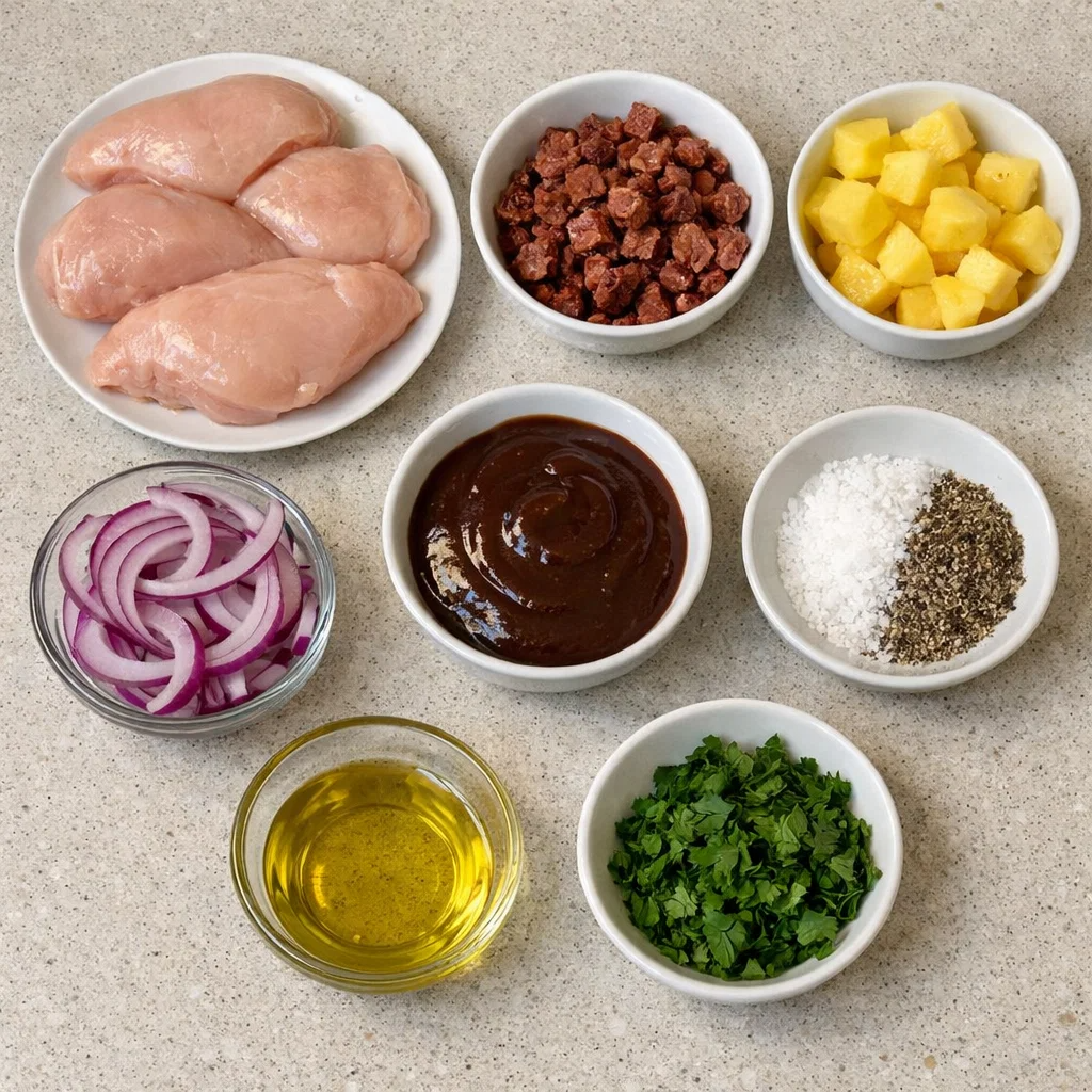 BBQ Chicken Bake with Smoked Beef and Pineapple