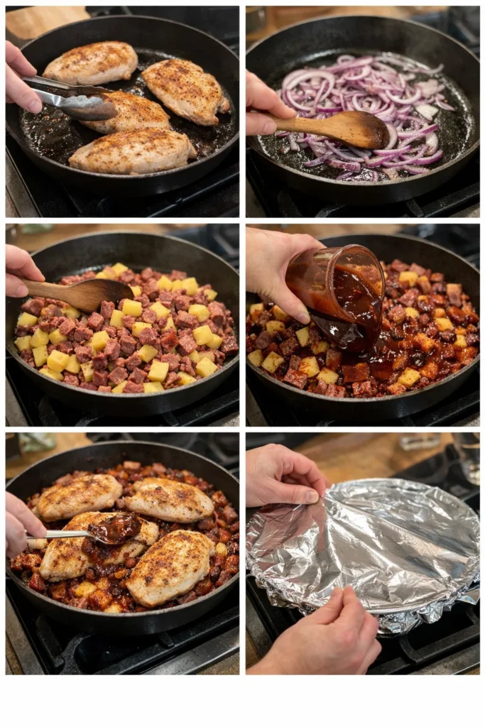 BBQ Chicken Bake with Smoked Beef and Pineapple