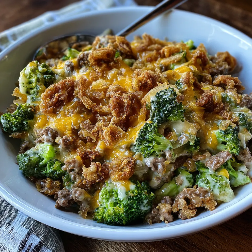 Broccoli Casserole with Smoked Beef