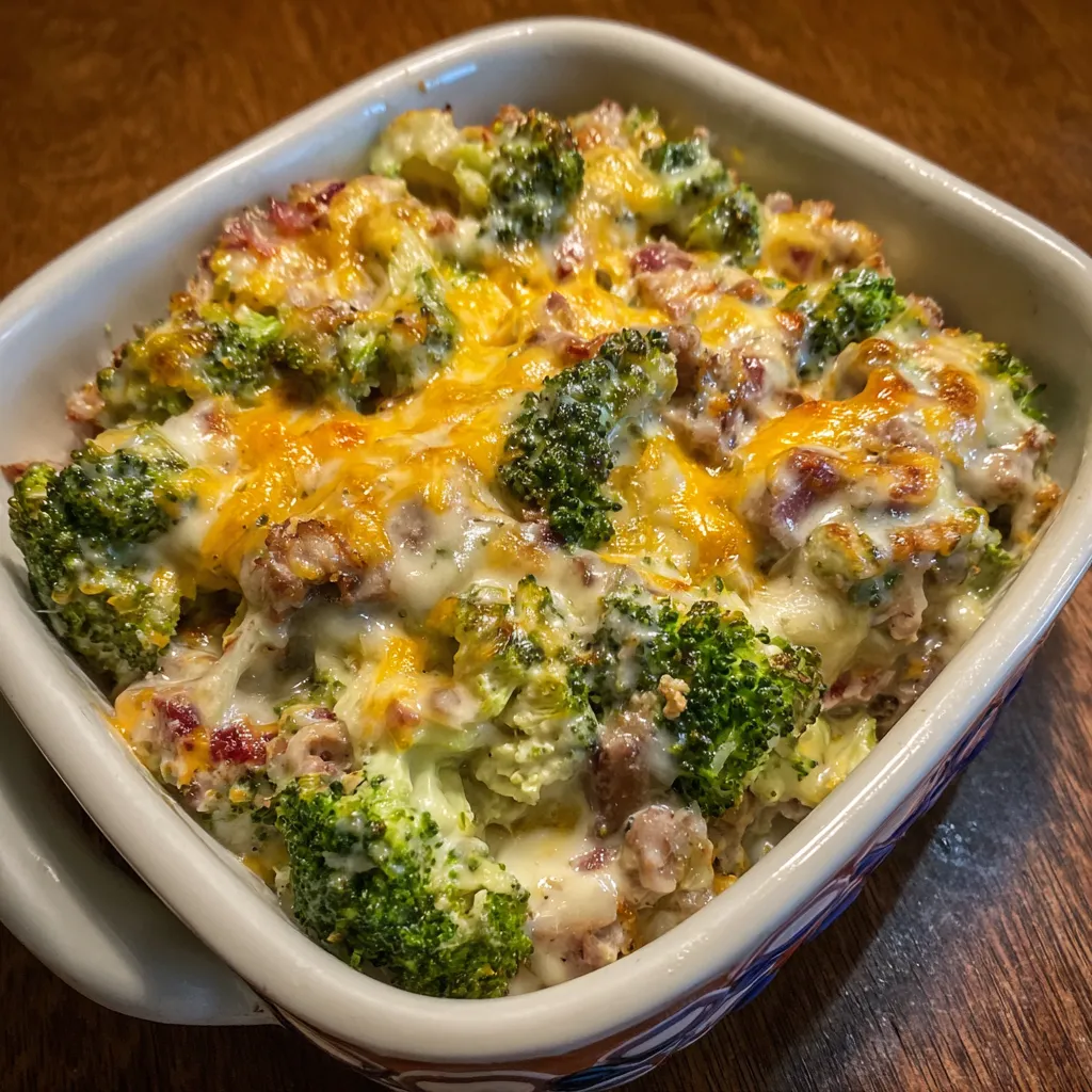 Broccoli Casserole with Smoked Beef