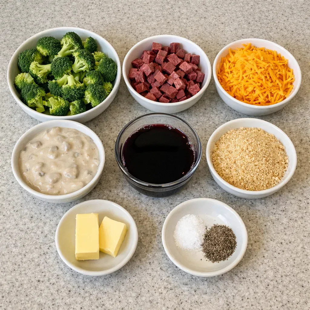 Broccoli Casserole with Smoked Beef