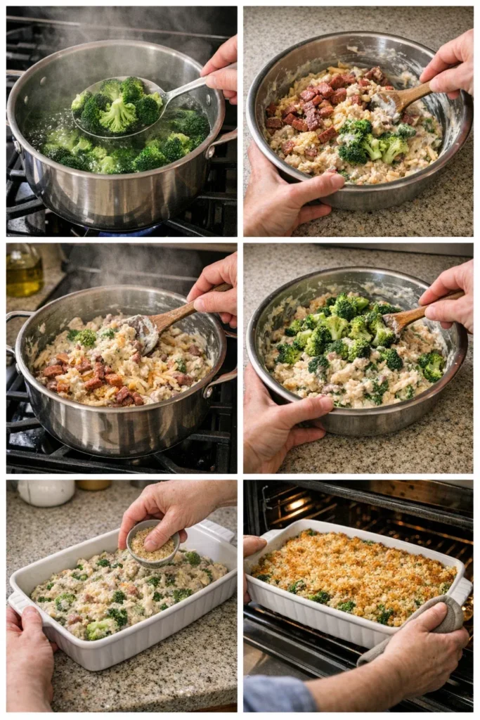 Broccoli Casserole with Smoked Beef
