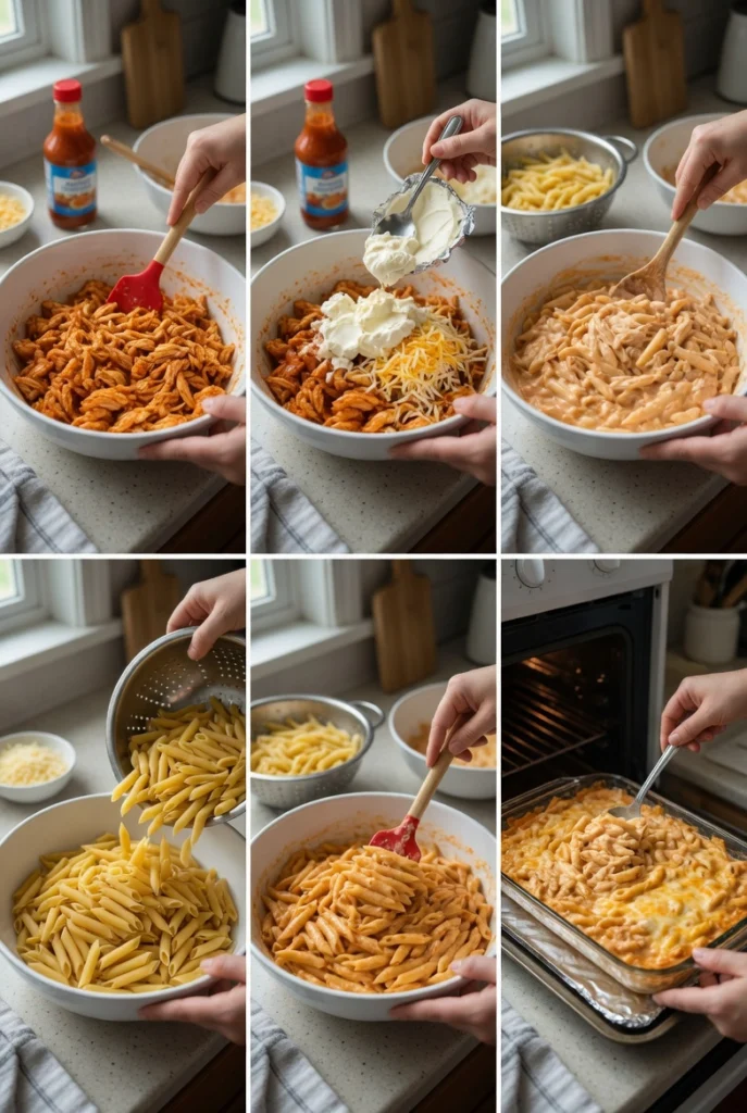 Creamy Buffalo Chicken Pasta Bake