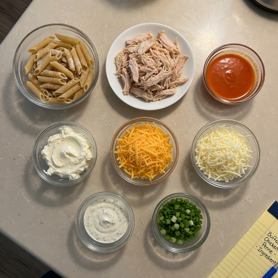 Creamy Buffalo Chicken Pasta Bake