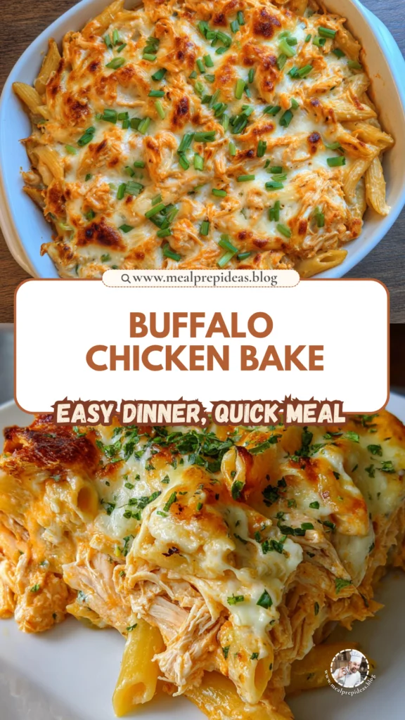 Creamy Buffalo Chicken Pasta Bake